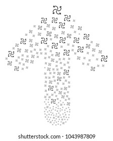 Turbine Rotation composition composed in the figure of forward directed arrow. Upwards pointer arrow figure designed from turbine rotation pictograms.