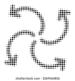 Turbine Rotation halftone vector icon. Illustration style is dotted iconic Turbine Rotation icon symbol on a white background. Halftone matrix is circle blots.