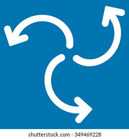 Turbine Rotation vector icon. Style is flat symbol, white color, rounded angles, blue background.