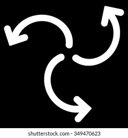 Turbine Rotation vector icon. Style is flat symbol, white color, rounded angles, black background.