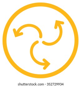 Turbine Rotation vector icon. Style is flat circled symbol, yellow color, rounded angles, white background.