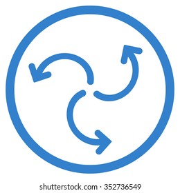 Turbine Rotation vector icon. Style is flat circled symbol, cobalt color, rounded angles, white background.