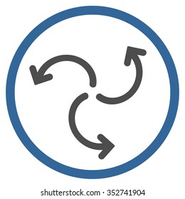 Turbine Rotation vector icon. Style is bicolor flat circled symbol, cobalt and gray colors, rounded angles, white background.