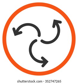 Turbine Rotation vector icon. Style is bicolor flat circled symbol, orange and gray colors, rounded angles, white background.