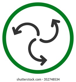 Turbine Rotation vector icon. Style is bicolor flat circled symbol, green and gray colors, rounded angles, white background.