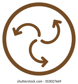 Turbine Rotation vector icon. Style is flat circled symbol, brown color, rounded angles, white background.