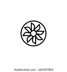 Turbine vector icon in linear, outline icon isolated on white background