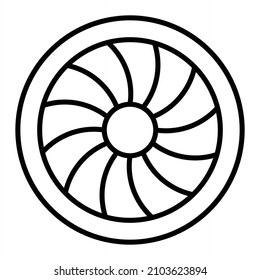 Turbine Vector Outline Icon Isolated On White Background
