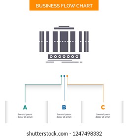 Turbine, Vertical, axis, wind, technology Business Flow Chart Design with 3 Steps. Glyph Icon For Presentation Background Template Place for text.