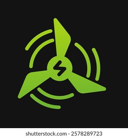 turbine wind energy icon Glyph color, free energy, ecology, renewable and green energy concept. Solid with Gradient color icon.