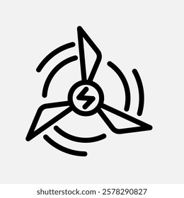 turbine wind energy icon line, free energy, ecology, renewable and green energy concept. Linear and lineart icon.