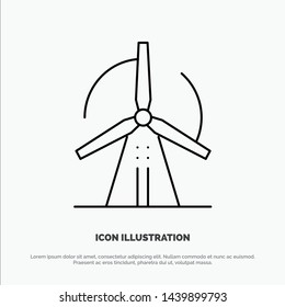 Turbine, Wind, Energy, Power Line Icon Vector