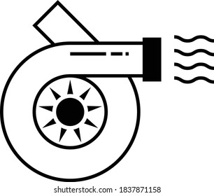 Turbine-driven forced induction device vector Glyph icon design, Turbocharger spare parts sign, Motor Vehicle Service and automobile repair shop Symbol on White background