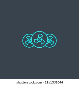 Turbines concept blue line icon. Simple thin element on dark background. Turbines concept outline symbol design from green energy set. Can be used for web and mobile UI/UX