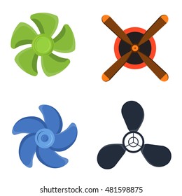 Turbines icons propeller fan rotation technology equipment