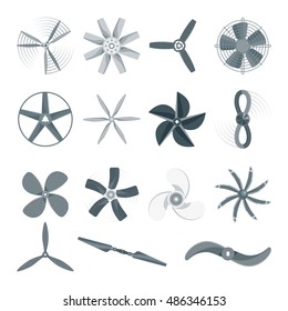 Turbines icons propeller fan rotation technology equipment