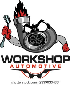 Turbo Character Automotive logo. Automotive Workshop Logo Emblem. Ready made logo template set vector isolated. Automotive workshop garage sign. Vector illustration