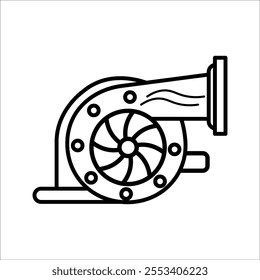 Turbo charger icon in one color. Vector illustration of sports car speed increase engine.