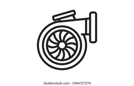 Turbo Charger Icon In Single Color. Automobile Car Sport Speed Boost Engine Machine Vector Illustration.