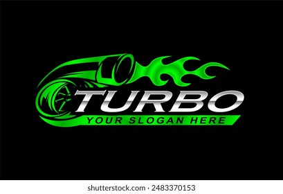 turbo diesel performance logo template emblem automotive on black background