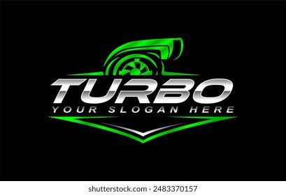turbo diesel performance logo template emblem automotive on black background