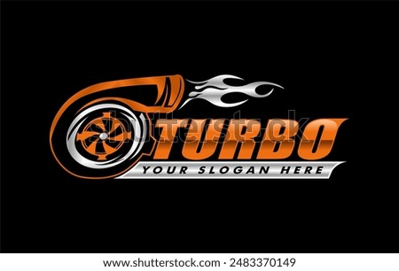 turbo diesel performance logo template emblem automotive on black background