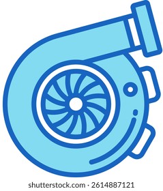 Turbo Engine Icon Blue Vector Illustration
