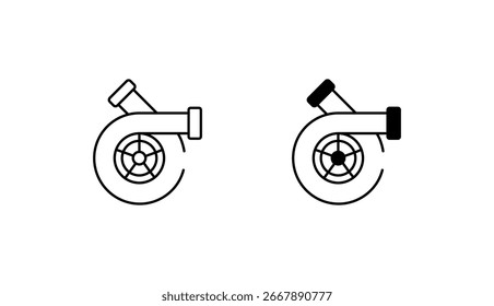 Diseño de icono de motor turbo con fondo blanco Ilustración de stock