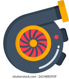 Turbo Engine Icon Flat Vector Illustration