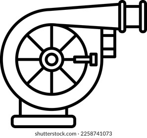 Turbo Engine, icono de vector de línea sobre fondo transparente. Motor Turbo de contorno, icono de vector de línea
