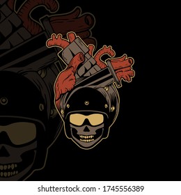 turbo illustrations with skulls can be used for automotive merchandise and the like