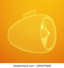 Turbo jet plane engine wireframe low poly mesh vector illustration