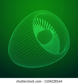 Turbo jet plane engine wireframe low poly mesh vector illustration