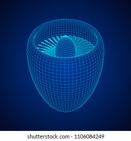 Turbo jet plane engine wireframe low poly mesh vector illustration