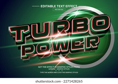 Turbo power 3D editable text effect template