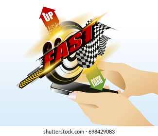 Turbo power speed on smartphone concept vector.