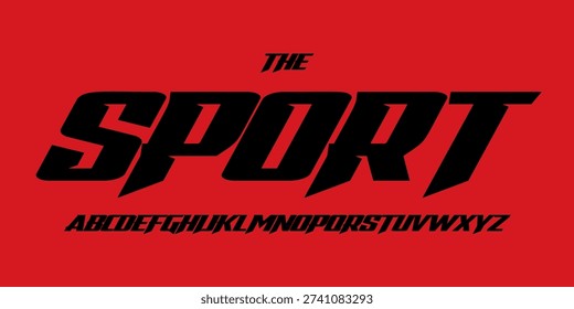 Turbo racing font, bold sharp alphabet, italic tilted letters, cyber sport typeface for auto logo, game poster, fast typography, dynamic modern typographic design. Vector typeset.