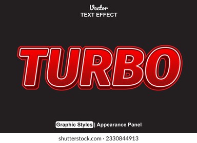 efecto de texto turbo con estilo gráfico de color rojo y modificable.