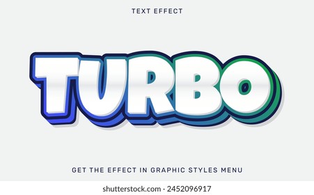 Turbo text effect template in 3d design