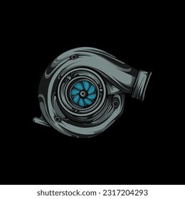 Turbo-Vektorgrafik. Kunstwerk-Design für Hemddrucke oder Plakate mit Automobil- und Motorkonzept