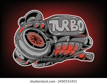 Vector de ilustración del motor del coche del turbocompresor