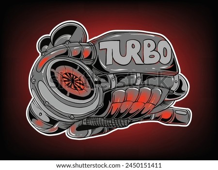 Turbocharger Car Engine Illustration Vector