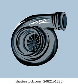 Turbocharger Engine Machine Illustration Vector