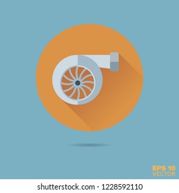 turbocharger flat design vector icon