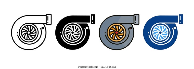Turbocharger Icon Set Multiple Style Collection