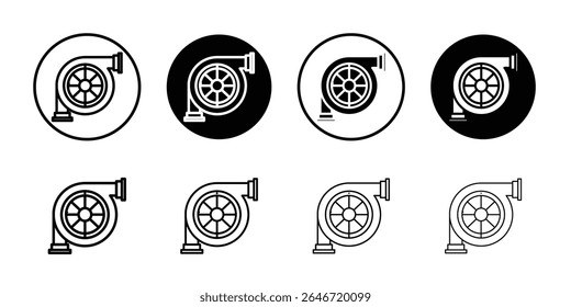 Símbolo de ilustração simples plano fino ícone turbocompressor