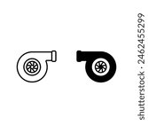 Turbocharger icon. turbo sign color editable