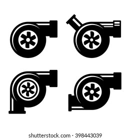 Turbocharger Icons Set Isolated on a White Background. Vector