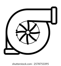 Turbocharger Vector Line Icon Design