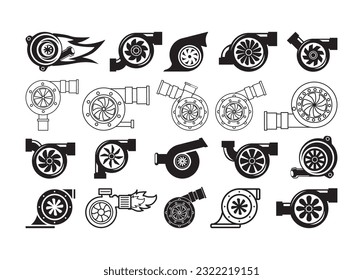 Turbocharger Vector For Print, Turbocharger Clipart, Turbocharger Fittings vector Illustration